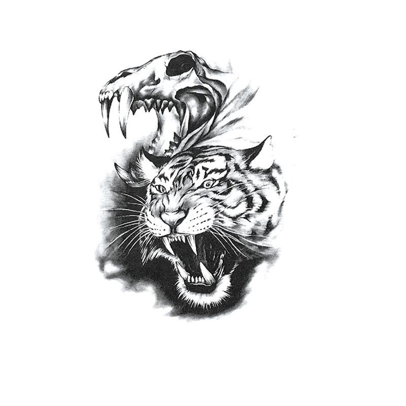 Наклейка на татуировку лиса лев тигр цветной цветок рука водонепроницаемая переводная татуировка наклейка имитация татуировки наклейка