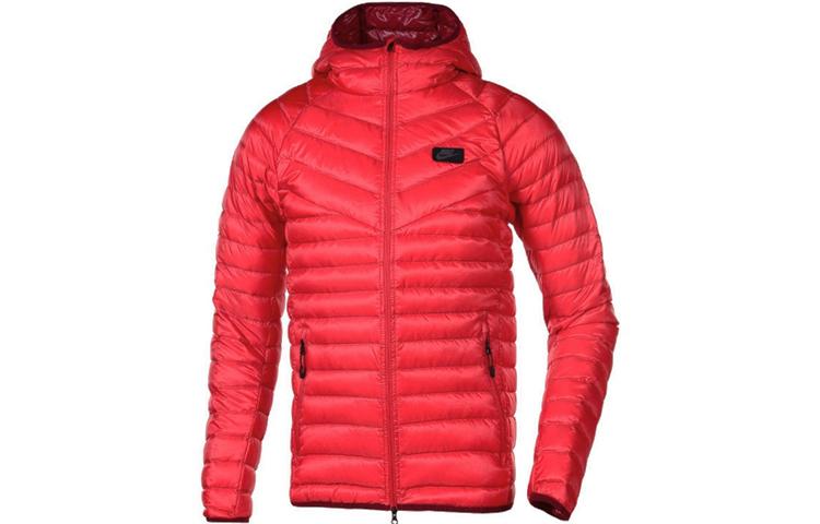 Nike Мужские пуховики Красные С капюшоном Несъемные Средней длины 693534-657