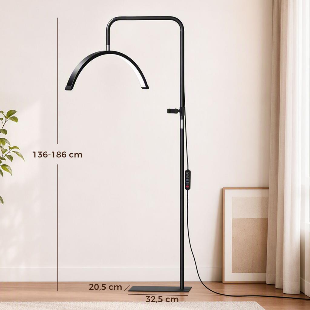 LED Crescent Lash Lamp With Phone Holder 350 degrees Rotatable Beauty Ring Light Warm Lamp With Adjustable Height