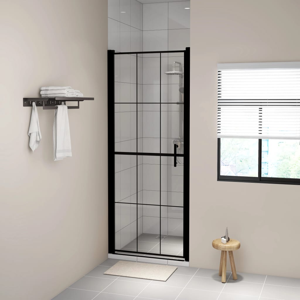 Shower Door Tempered Glass 91 x 195 cm Black