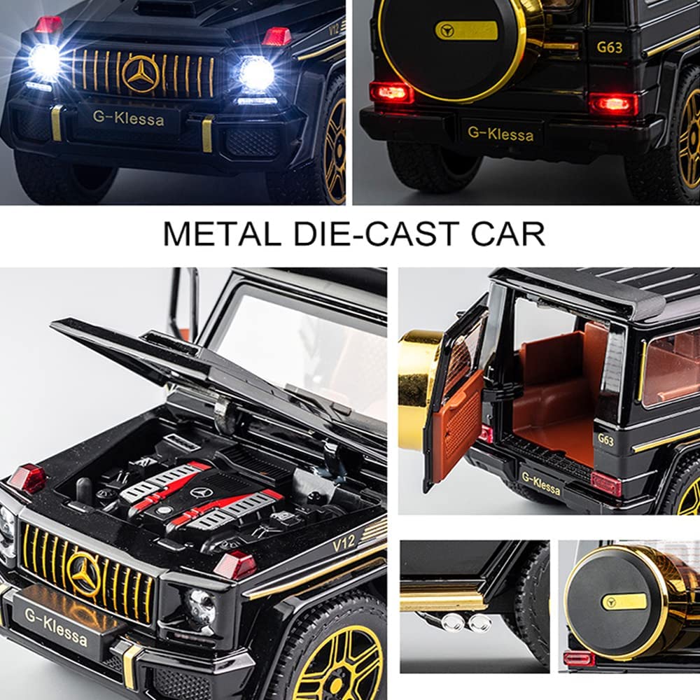 1/24 масштаб Benz G63 AMG модель автомобиля, игрушечный автомобиль из цинкового сплава со звуком и светом для детей, подарок для мальчиков и девочек