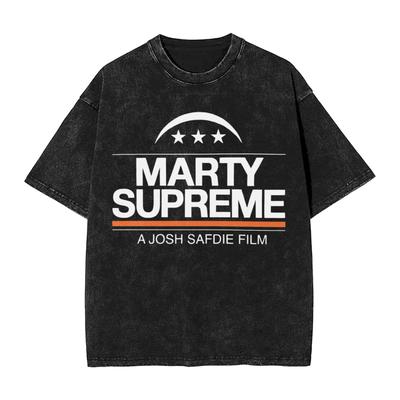 Marty Supreme Винтажные стираные футболки Настольный теннис Фильм Чистый хлопок Топы Винтажные с коротким рукавом с круглым вырезом Футболка
