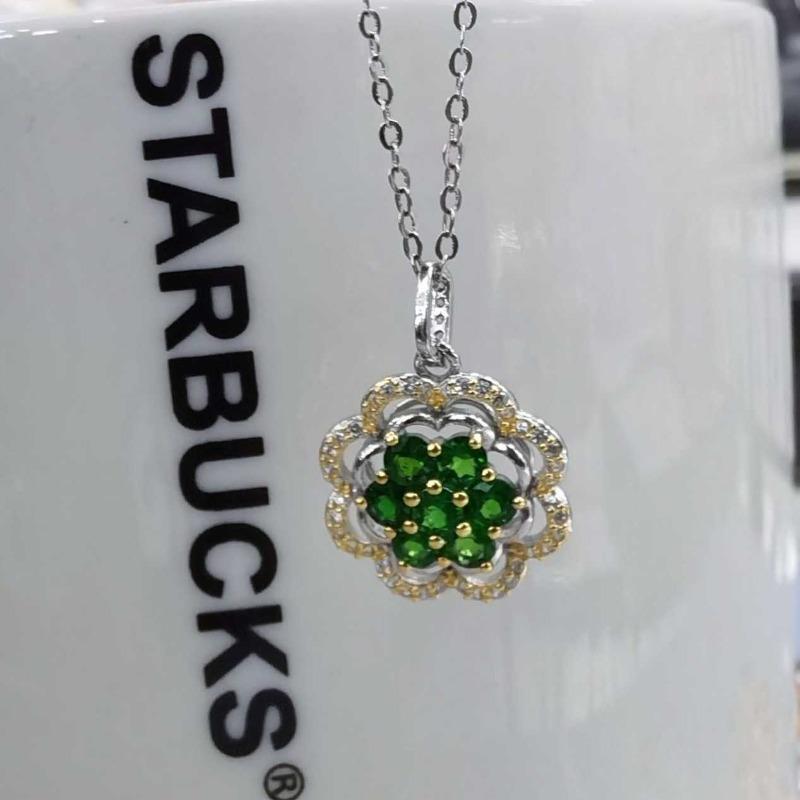 Sace Gems S925 стерлингового серебра 3*3 мм натуральный диопсид кулон ожерелья для женщин помолвка коктейльная вечеринка изящные ювелирные изделия