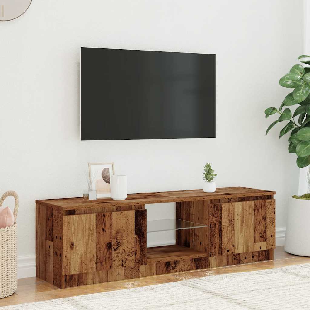 Vidaxl Szafka Pod Tv Z Oświetleniem Led, Stare Drewno, 120X30X36 Cm