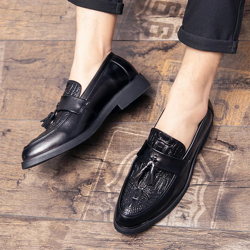 Элегантные мужские мокасины высокого класса с крокодиловым узором, мужская кожаная повседневная обувь для вождения, офиса, бизнеса, универсальная