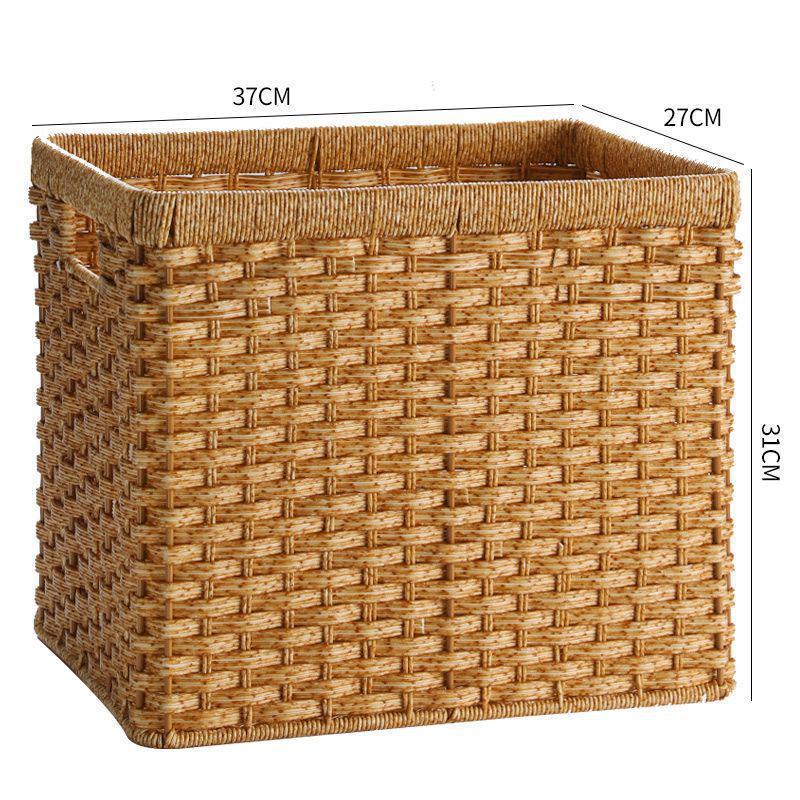 Плетеная коробка для хранения: Универсальная корзина для организации книг, журналов, закусок, игрушек и многого другого в гостиной или кабинете.