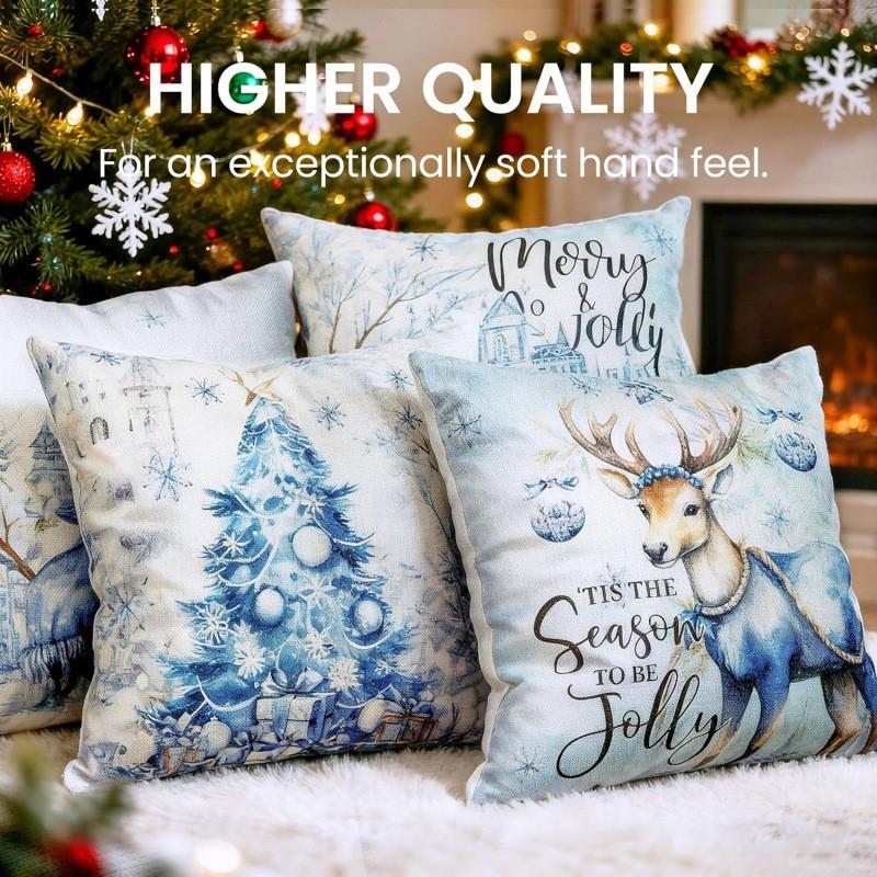 Christmas Plush Throw Pillow Cover 45x45cm Square Decorative Cushion Case Sofa Living Room Car Home Festive Decor