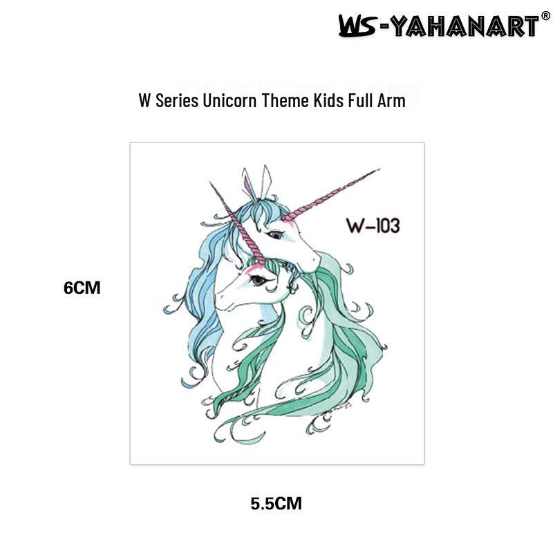 Cartoon Unicorn, Mermaid, Pirate, and Dinosaur Space Water Transfer Tattoo Stickers