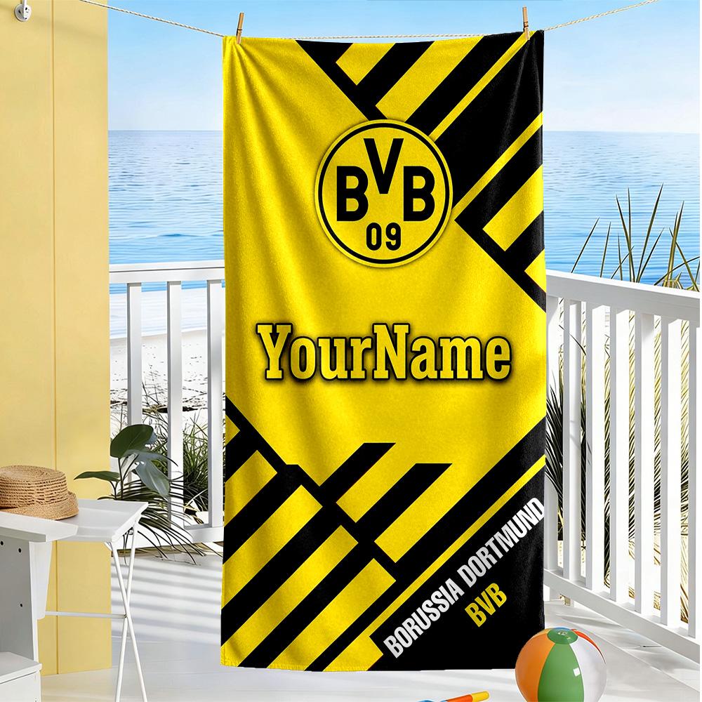 Borussia Dortmund Customize Text Beach Towel Super Soft & Absorbent