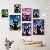 Abstract Starry Sky and Black Cat Posters and Print Canvas Painting Wall Art Pictures For Living Room Home Mural Decoration Gift