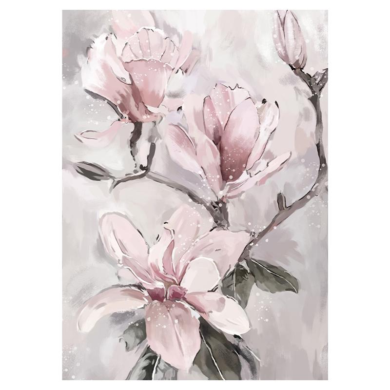 Nordic Print Wall Pictures Watercolor Pink Flowers Poster Wall Art Canvas Painting Modern Home Decor