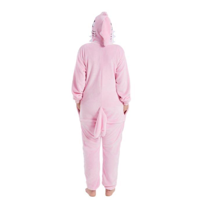 Костюм для косплея «Розовая акула», цельная пижама кигуруми для взрослых, комбинезон с героями мультфильмов для Хэллоуина, одежда для всего тела