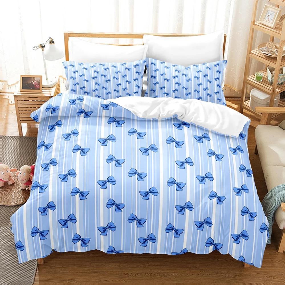 Bowknot bedding set, Home Bedroom Comforte Nordic polyester material, suitable for children and adults, 2/3-piece set
