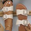 New Large-size Buckle Flat-bottomed Slippers Women's Open-toed Retro Wind Beach Slippers