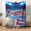 Name Custom Atlanta Braves Print Flannel Blanket High Quality Warm Comfortable Cover for All Seasons Perfect for Gifts Home Decor