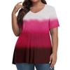 Womens Plus Size Tops Shorts Sleeve Shirts V Neck Casual Clothing Clothes Prints Tops