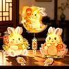 PVC Paper Bunny Lantern Glowing Rabbit Flower Lantern Mid Autumn Lantern  Holiday Decoration