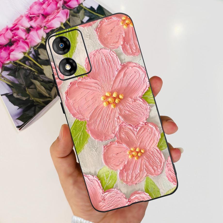 For Motorola Moto E13 Moto G13 Case Matte Black Liquid Silicone Soft Cover Lovely Cat Cartoon Jelly Capas For MotoE13 E 13 G 13
