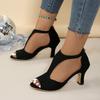 Heeled Sandals Women  New Simple Back Zipper Fishmouth High Heels Women Shoes Summer Fashion Stiletto Women Sandals