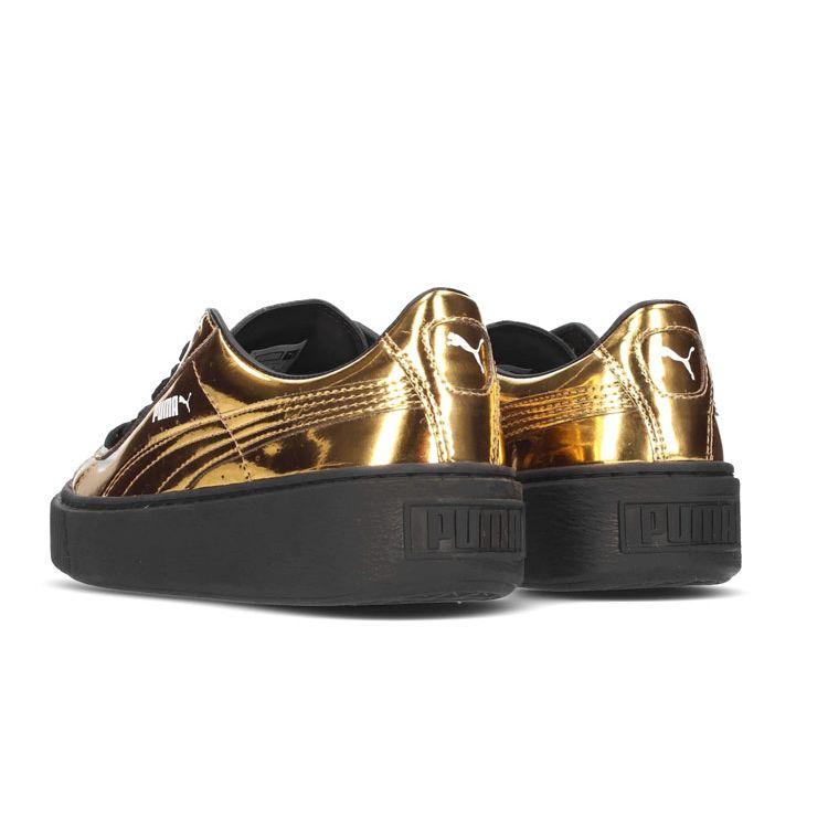 Puma Кроссовки Basket Platform Metallic Gold Женские Черные 362339-04