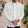 Men's Solid Color Waffle Cardigan with Double Pockets and Buttoned Long Sleeves