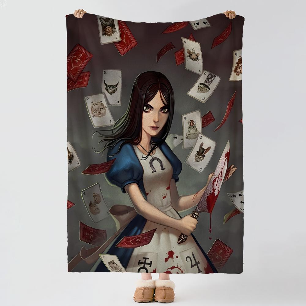 Игра A-Alice Madness Returns-S Плотное и удобное фланелевое одеяло, для использования в различных ситуациях, в помещении и на улице, для дневного сна
