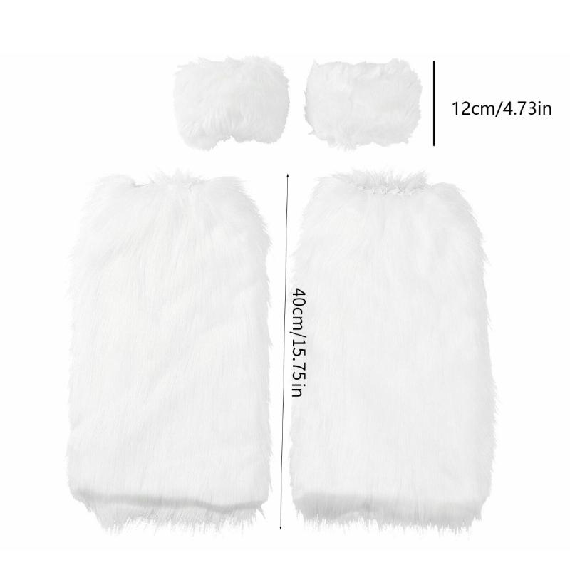 Faux Furs Cuffs Furry Wrist Bands Leg Warmers Wrist Cuffs Warmer Boot Cuffs for Women Party Cosplay Costumes Accessories