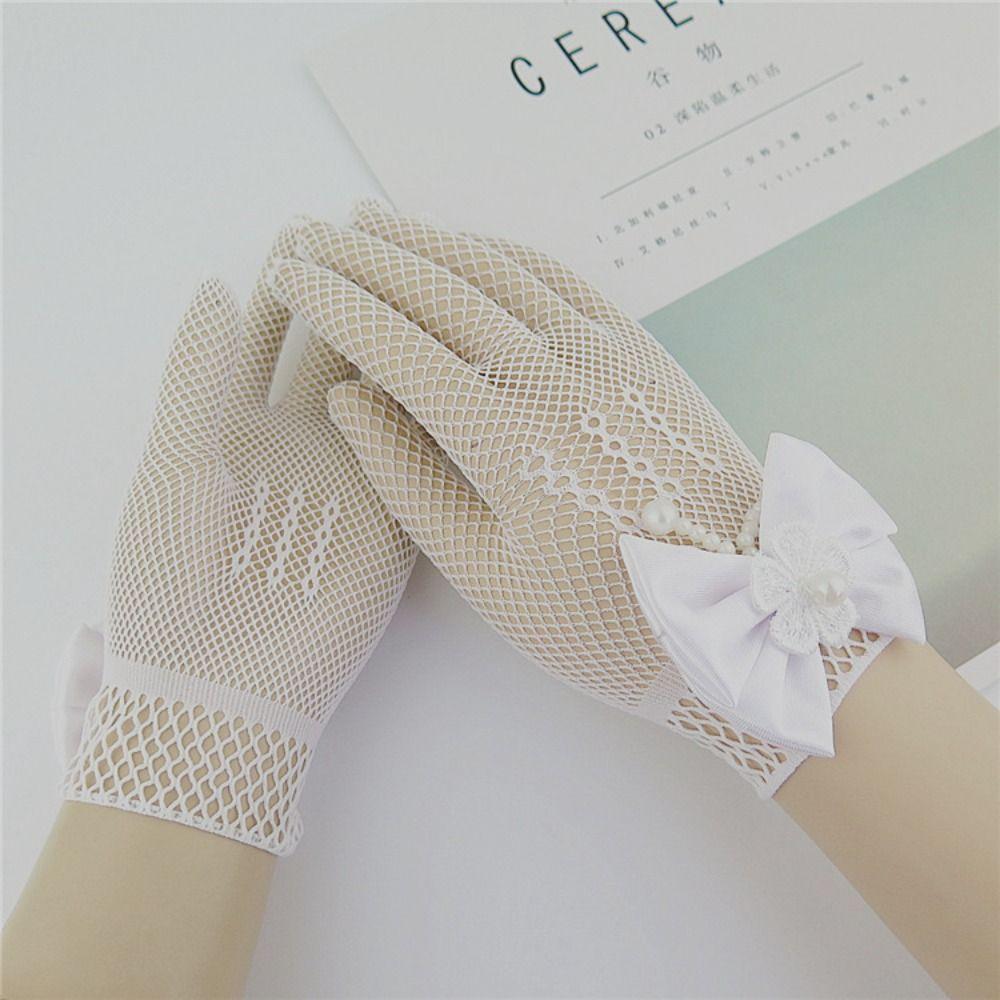 Thin Lace Mesh Gloves Short Etiquette Dress Gloves Holiday Princess Birthday Party Gloves
