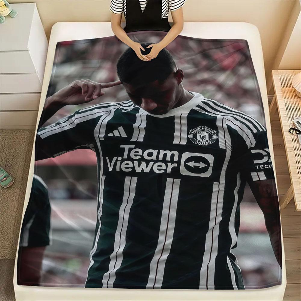 Rashford Printed Flannel Blanket, soft throw for bedroom sofa, washable, Christmas present, great gift.