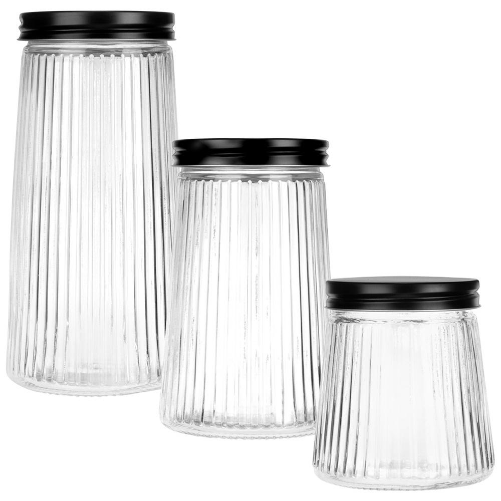 Glass Containers For Loose Products With Lid 1.4 L / 1 L / 700 Ml 3 Pcs.