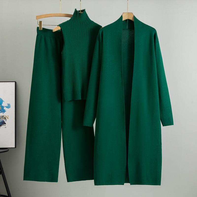 Осенне-зимний женский трикотажный костюм больших размеров Lazy Temperament без рукавов, жилет, свитер, кардиган, брюки