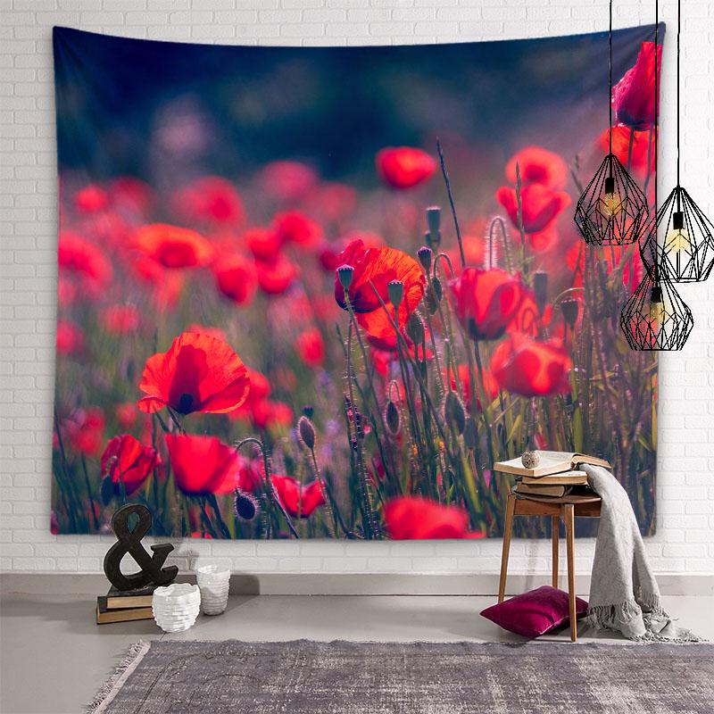Цветок Эстетический гобелен Закат Цветок Вид на поле Гобелен Цветочный настенный художественный гобелен Спальня Общежитие Украшение дома