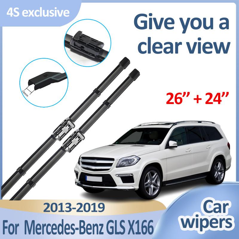 Car Front Wiper Blades For Mercedes Benz GLS X166 2013- Durable Windshield Windscreen Wipers Blades Strip Tools Accessories