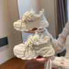 Dad Shoes Girl 2025 Summer New Retro Versatile Platform White Shoes Heightening Lace Mesh Sports Casual Shoes