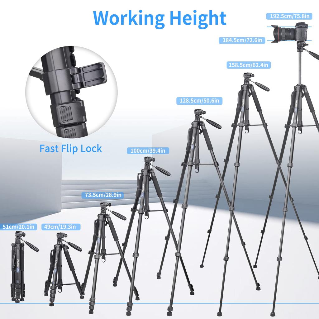 Smartphone Video Camera 8kg Load Camera Mini 51cm Maximum Lever Storage Bag RT20 Tripod, Tripod, Tripod, 3-WAY Head, Capacity, 5-Stage Telescopic,