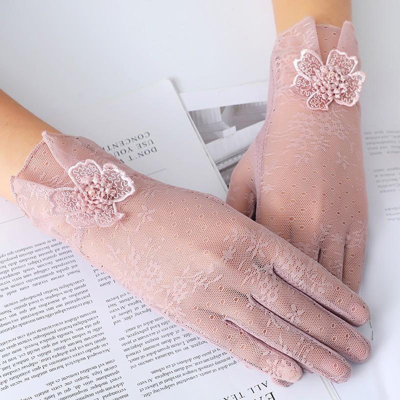 Солнцезащитные перчатки для женщин на весну и лето, кружевные тонкие перчатки с сенсорным экраном для вождения, дышащие солнцезащитные перчатки для велоспорта на открытом воздухе