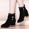 Женская обувь, коллекция 2024 года, зимние корейские повседневные женские легкие теплые ботильоны с кружевом и кружевом на высоком каблуке Botas Muje