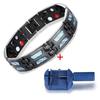 Magnetic Therapy Bracelets for Men Unique Blue Carbon Fiber Titanium Steel Materials Magnetic Bracelet for Men Black with 4 Element Magnets
