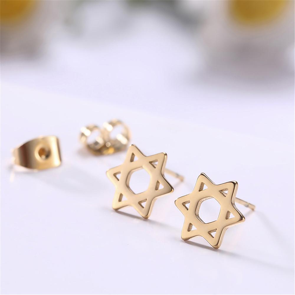 Star of David Hexagram Stud Earring for Women Stainless Steel Gold Ear Studs Israel Jewish Judaism Jewelry