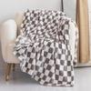 Throw Blanket Checkerboard Design Coldproof Polyester Bedroom Bed Winter Warm Flannel Blanket