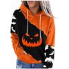 Женские повседневные модные пуловеры с длинными рукавами и принтом на Хэллоуин, толстовки с капюшоном