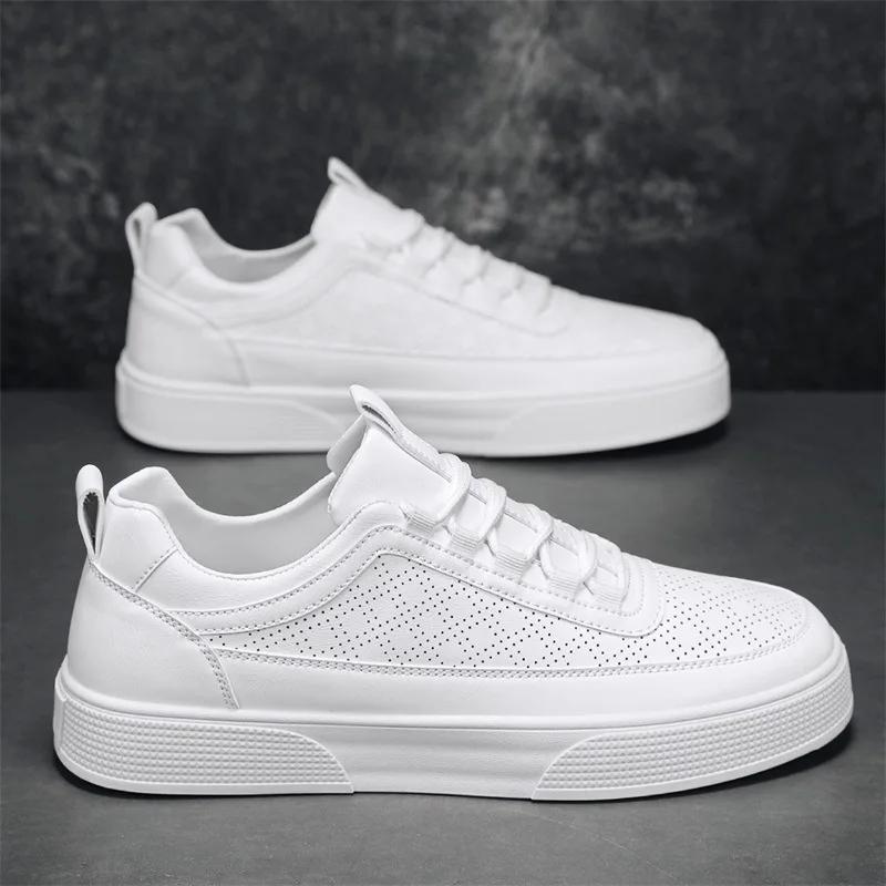 Fashion Men's Sneakers Autumn 2024 New Thick Soled Trendy Skateboard Shoes Lace Up Casual Anti Slip Platformcomfort White Sports Shoes