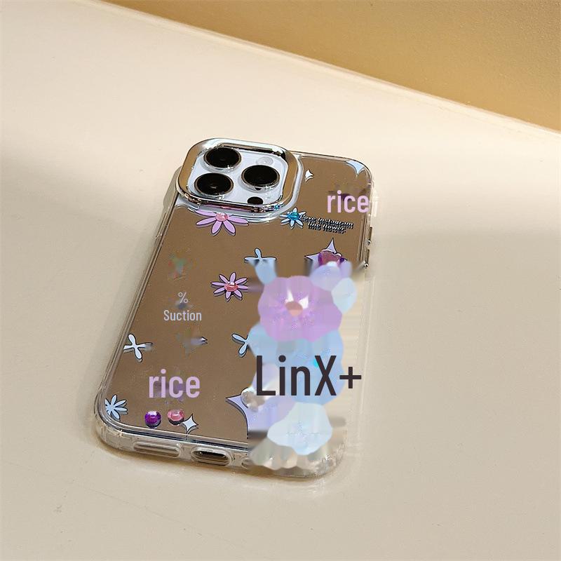 Чехол Zhitai Ins Style для iPhone 15 Pro: Зеркальный, браслет, ювелирные изделия с бриллиантами, совместимые с моделями Apple 12/13 Pro/14/16