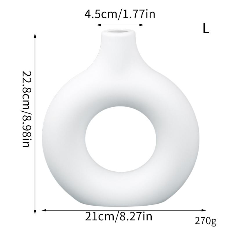 Donut Plastic Vase White Black Pink Cute Round Vase Flowerpot Ornaments for Living Room Dining Table Office Home Decor