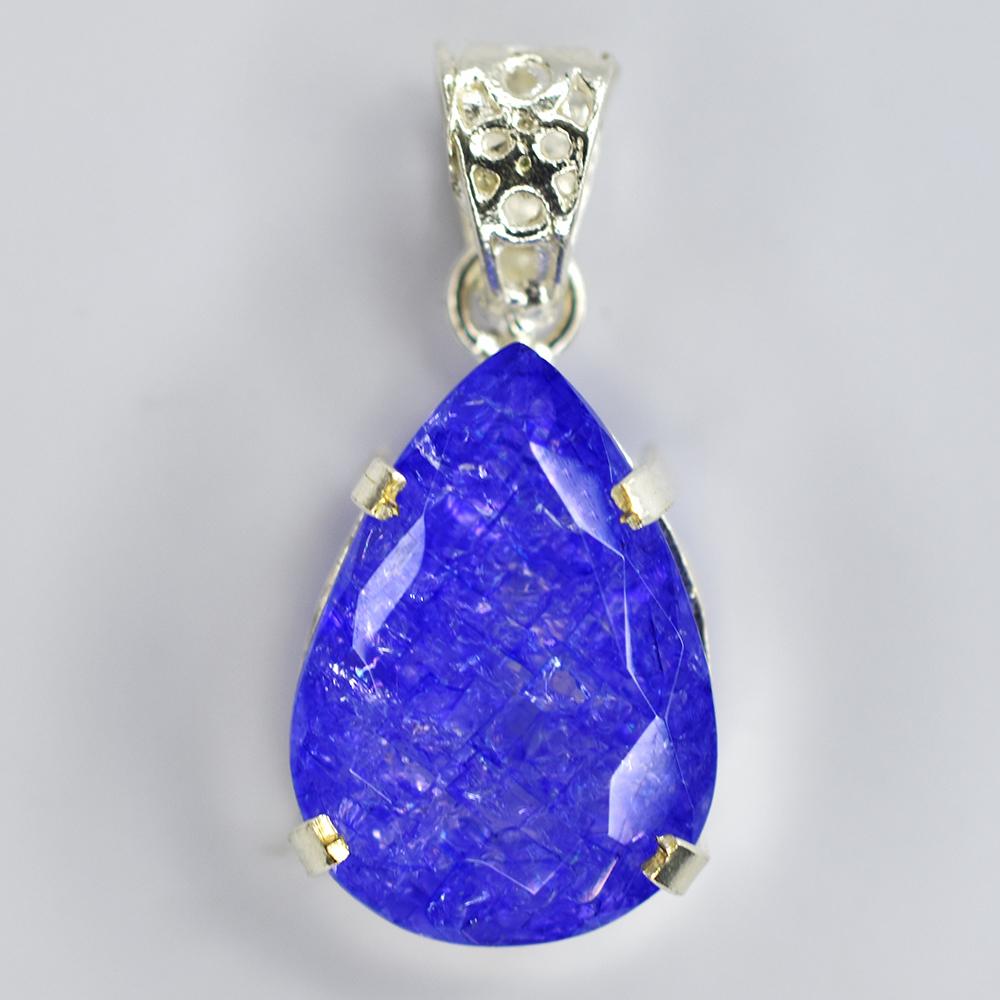 Sterling Silver CERTIFIED Natural 49.55 Ct Sapphire Pear Cut Pendant Gemstone MY.PD-159-NS