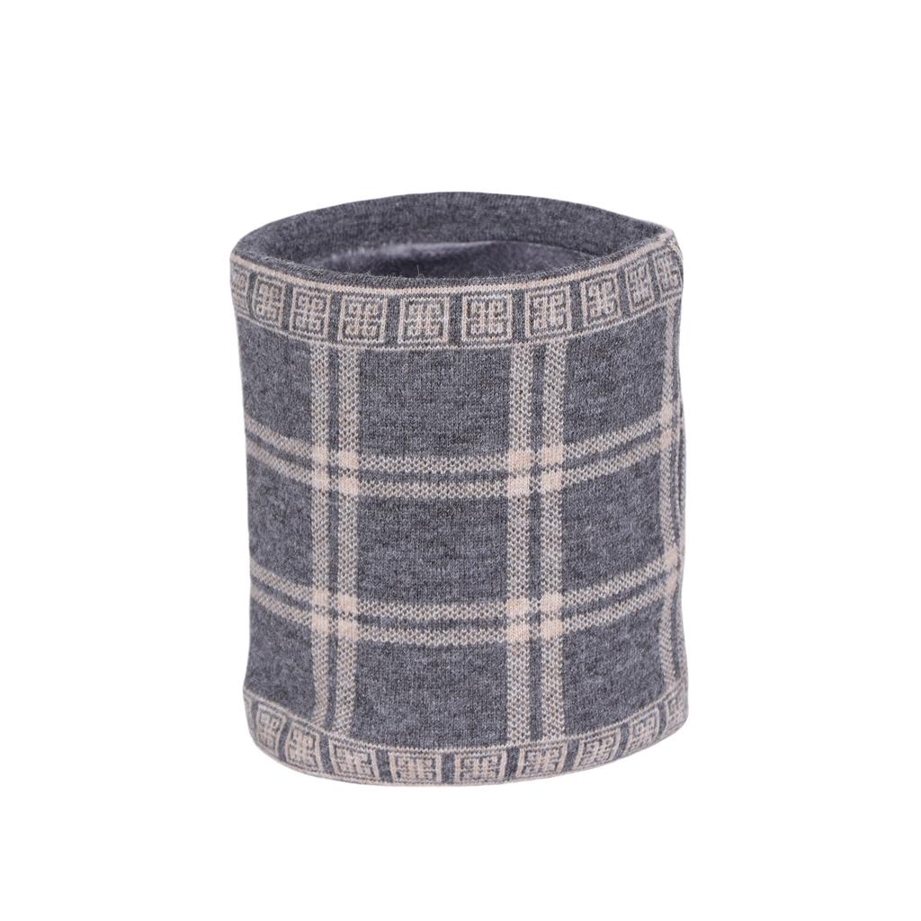 Зимний мужской ветрозащитный утолщенный бафф-шарф под кашемир, теплый клетчатый шейный платок, модное простое вязаное кольцо-шарф для шеи