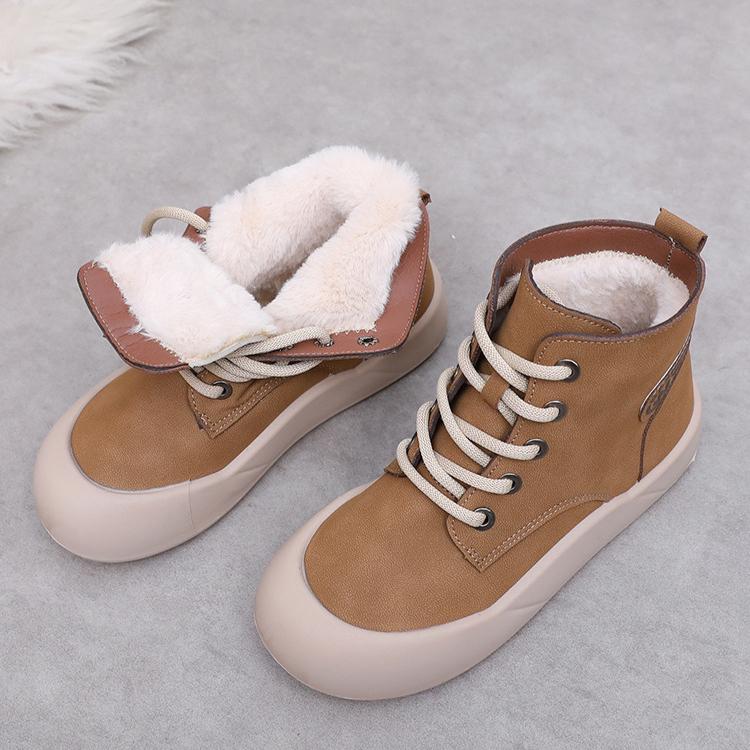 Женские зимние ботинки в корейском стиле с флисовой подкладкой, универсальные зимние теплые ботинки на шнуровке с толстой подошвой из хлопка, модные короткие ботинки для активного отдыха