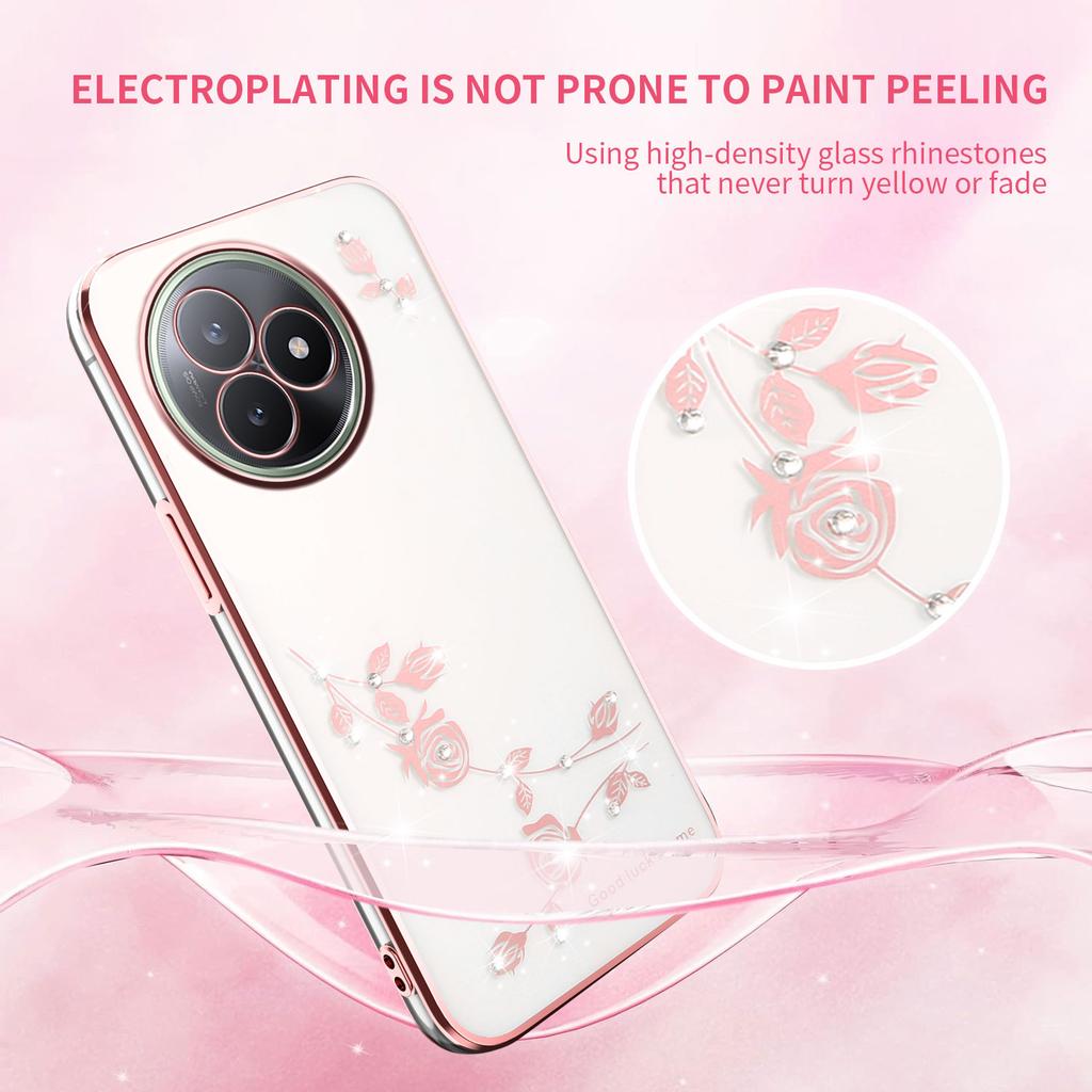 Для Xiaomi Redmi K80 Ultra 5G Чехол Цветочный Декор Стразами ТПУ Чехол для Телефона