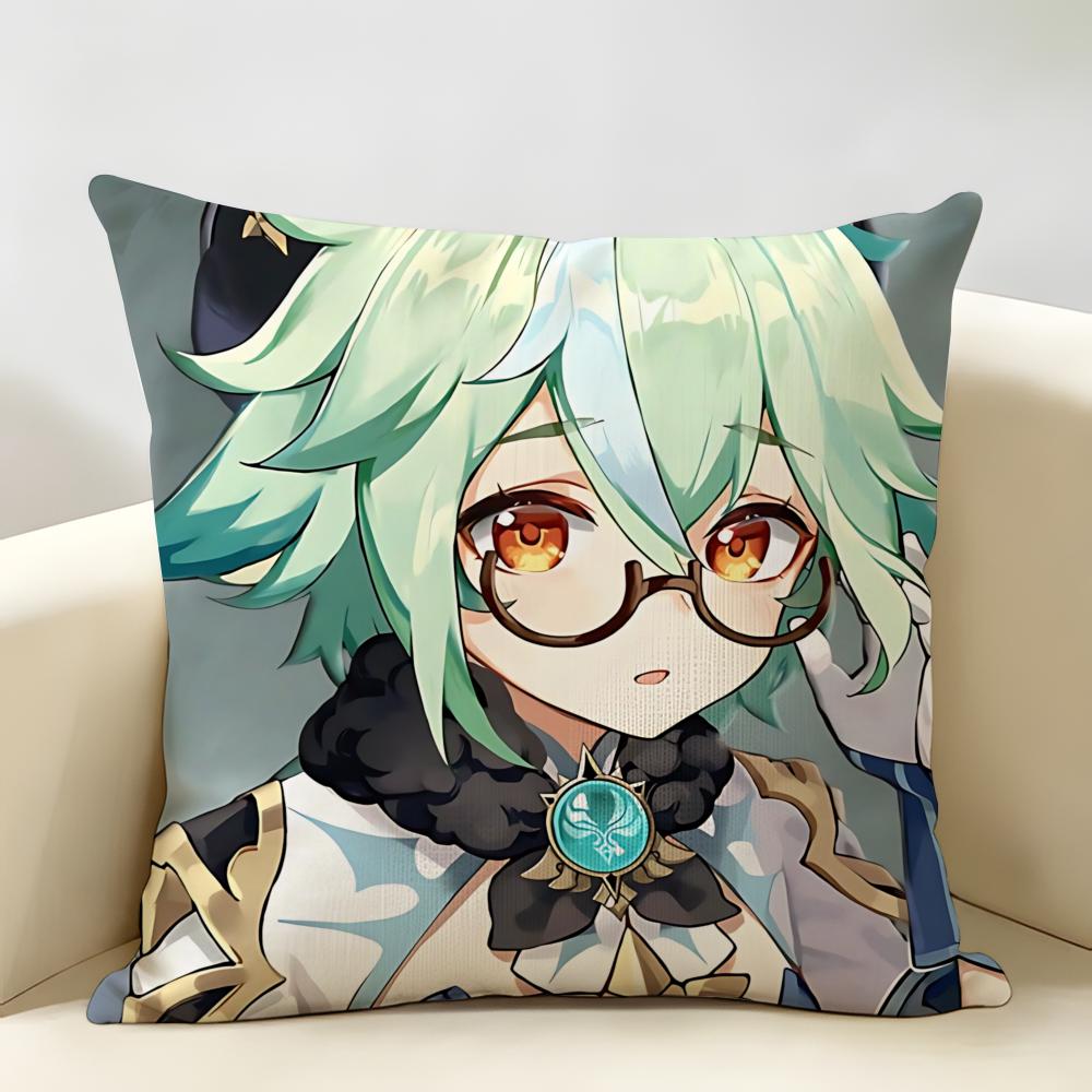 Sucrose Genshin Game Cushion Cover Natural Linen Organic Fabric DoubleSided Printing Room Sofa Decor Pillow Case