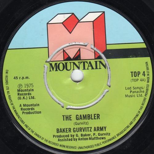 7-дюймовая пластинка BAKER GURVITZ ARMY The Gambler TOP4 Mountain 1975 UK Rock Б/у